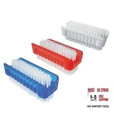 Classic Hand Nail Brush - 2 Sided - Soft Stiff - 3 Pack Plastic - Assorted