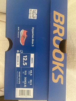 Brooks Hyperion Max 3 Fiery Coral Sz US 12.5D - 50 Miles/90KM