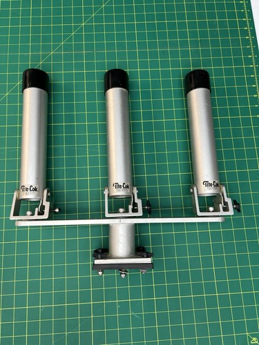 Tite-Lok Triple Fishing Rod Holder Adjustable Boat Rail Mount Aluminum