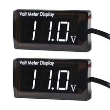2Pcs DC 12V Digital Voltmeter Gauge LED Display DC 5-28V Voltage Mete White