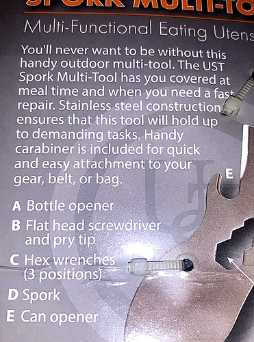 BLUE Spork Multi tool utensil camp emergency prepare gear equipment disaster UST - Afbeelding 3 van 4