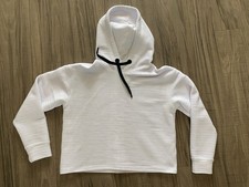 Women  s white ribbed hooded cropped sweatshirt. Size small. Very WARM