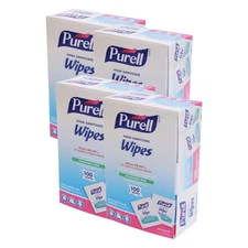 Pack of 4 Purell Sanitizing Hand Wipes 5 x 7 Fragrance Free 100/Pack EXP 01/2025