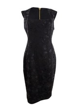 Calvin Klein Women's Square-Neck Sequin Scuba Dress (2, Black)