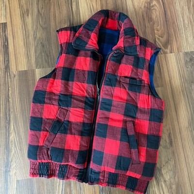 Vintage Hugo Valentino Red / Blue / Black Plaid Checkered Vest Men s M