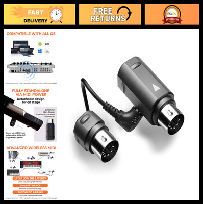 Bluetooth MIDI Adapter - 5-Pin DIN, Ultra Low 3ms Latency, No Battery Needed