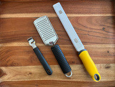 Set of 3 Kitchen Graters – 2 Microplane‑Style Graters + Handheld Zester – EUC