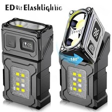Rechargeable Mini LED Flashlight Magnetic Clip On EDC Handheld Work Light