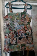 CIDER Ladies Cottagecore Cat Kitten Tapestry Style Cotton Mix Pinafore Dress L