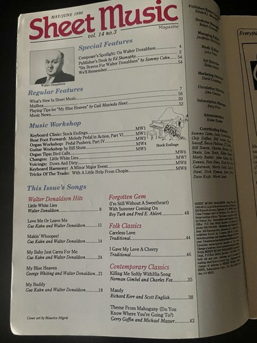 1990 May/June Sheet Music Magazine My Blue Heaven Makin' Whoopee! Collectible - Picture 6 of 9