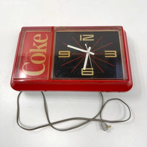 Vintage 1984 Coca-Cola Light Up Wall Clock For Parts/Repair Lights Up