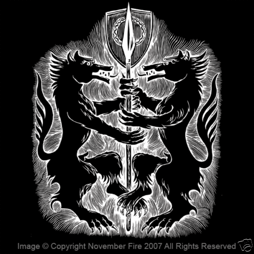 Geri and Freki Wolves nordische Mythologie Wölfe Odin gefräßig gierig Shirt Neu mit Etikett 339 - Bild 1 von 5