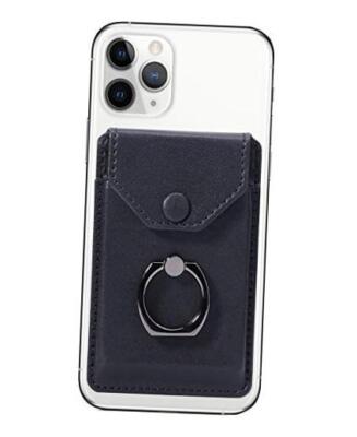 Ring Stand Stick on Wallet Cell Phone Slim Leather Wallet Stick on