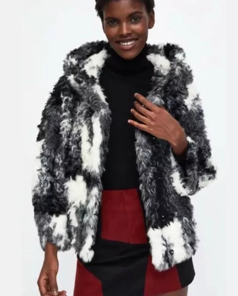 Zara black hotsell fur jacket