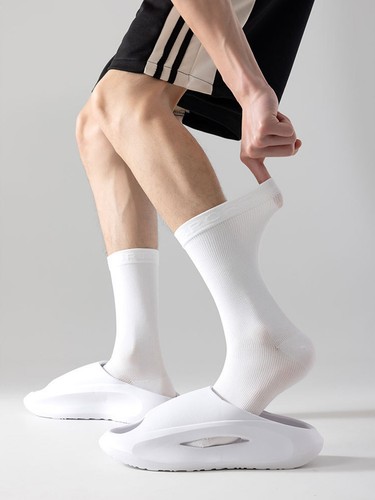 5 Pairs Men's Solid Color Cycling Calf Socks Sports Socks Stretch Breathable Swe - Picture 21 of 32