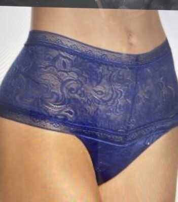 6 Pair  Smooth It Out Lace Thong Panty Navy Blue NWT Small Underwear $79 Value