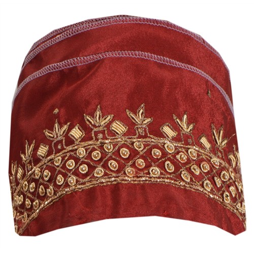 Sanskriti Vintage Sari Border Hand Beaded 1 Yd Craft Trim Ribbon Dark Red Lace - Picture 7 of 8