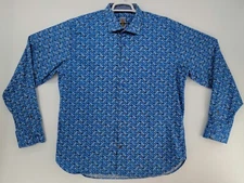 Luchiano Visconti Mens 2XL Abstract Geo Tile Blue Multicolor Print L/S Shirt
