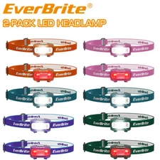 EverBrite LED Headlamp 5 Lighting Modes Orange/Pink/Purple/Green/Blue 2-Pack USA