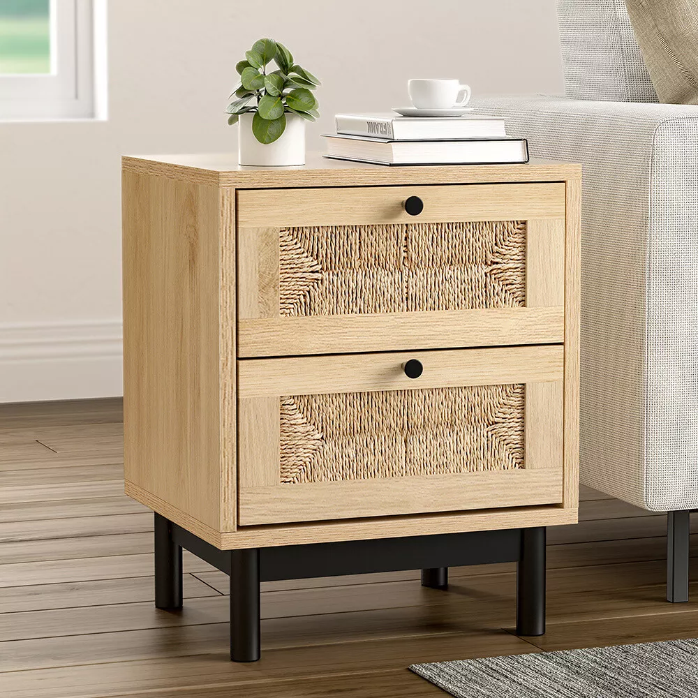 Rustic Wood Bedside Cabinet Nightstand End Side Table Storage Chest Drawer Unit