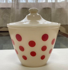 Fire King polka Dot Grease Jar Red 1960's Height5.9" diameter5.5" Approx. 636.4g