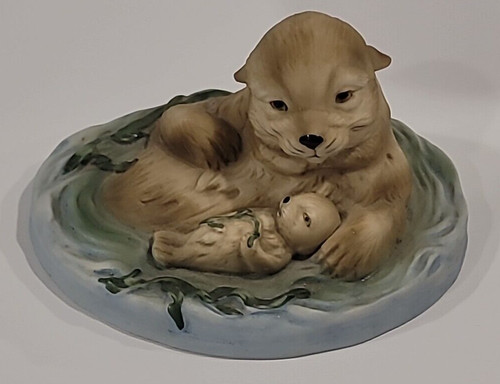 California Sea Otters Figurine Endangered Species Hackett 1st in Series Vtg 1981
