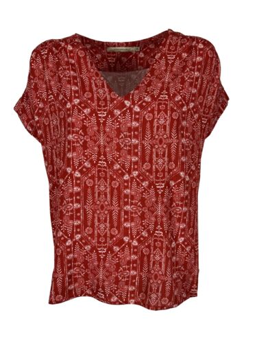 LA FEE MARABOUTEE blusa donna fantasia rosso/bianco FF-TO-BENNY-B MADE IN ITALY - Afbeelding 1 van 4