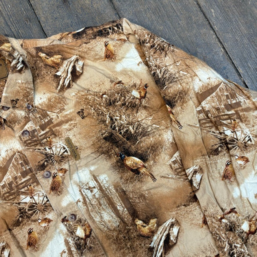 Real Tree Shirt Y2K USA Camo Vintage Army Button Down Top, Brown, Mens XL image 4