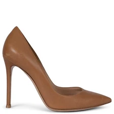 70810 auth GIANVITO ROSSI tan leather GIANVITO 105 POINTED TOE Pumps Shoes 36.5