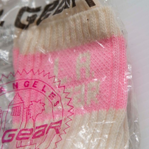 Vintage NOS LA Gear Socks Mens size 9 - 11 White Scrunch Top Crew Deadstock - Picture 7 of 7