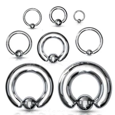 PAIR 20G-2G Steel Captive Bead Ring Ear Cartilage Tragus Lip Labret Septum Ring