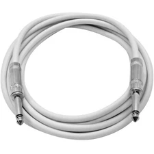 SEISMIC AUDIO 10 Foot 1/4 Inch TS Patch Cable - Unbalanced White Audio Cord