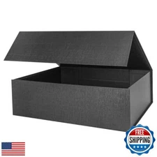 OBMMIRAO Upgrade 1PCS Black Hard Extra Large Gift Box with Lid,16.5 x13 x5.3 