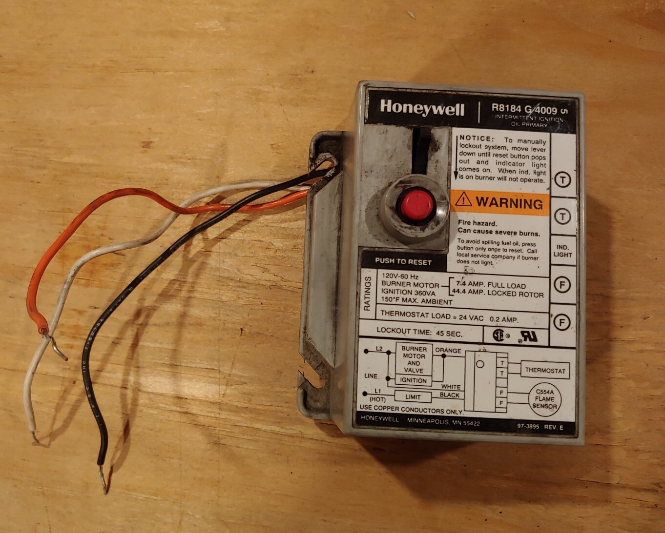 Honeywell R8184G4009 Intermittent Ignition Oil Burner Control
