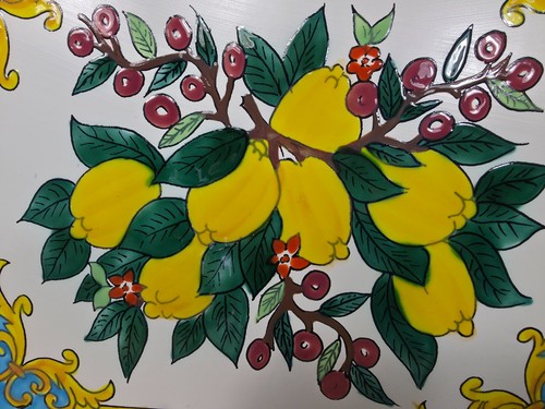 Italian Ceramic Hand Painted Terracotta Lemon Tree Kitchen Tiles Splashback - Picture 3 of 4