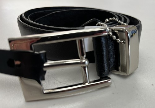 Cinturón de vestir George de cuero negro para hombre con hebilla plateada - Imagen 2 de 7