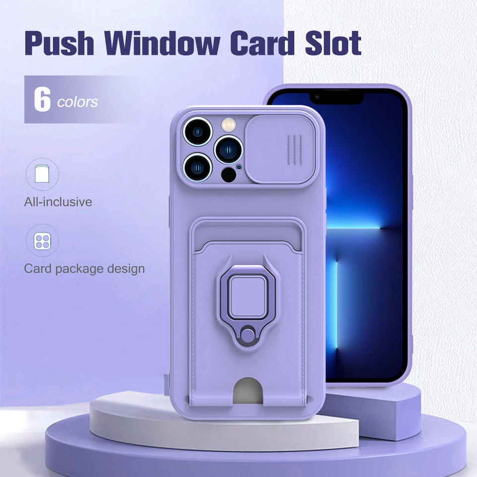 For iPhone 15 14 13 12 Pro Max 11 XS Plus ShockProof Card Ring Holder Case Cover - Image 3 of 4