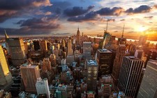 Landscape city new york cityscape building sunset usa Custom Gaming Mat Desk