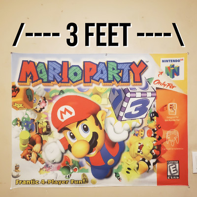 Mario Party 64   2x3 foot tapestry   Nintendo 64 banner wall flag N64 gameroom