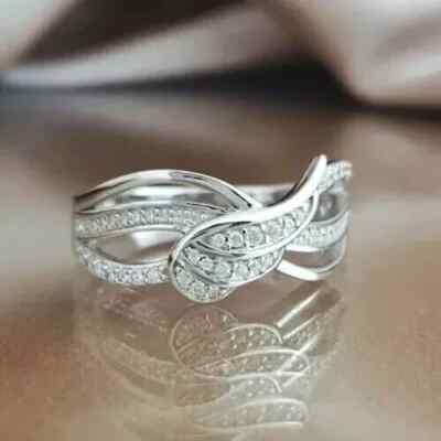 2Ct Round Lab Created Diamond Wing Engagement Ring 14K White Gold Plated