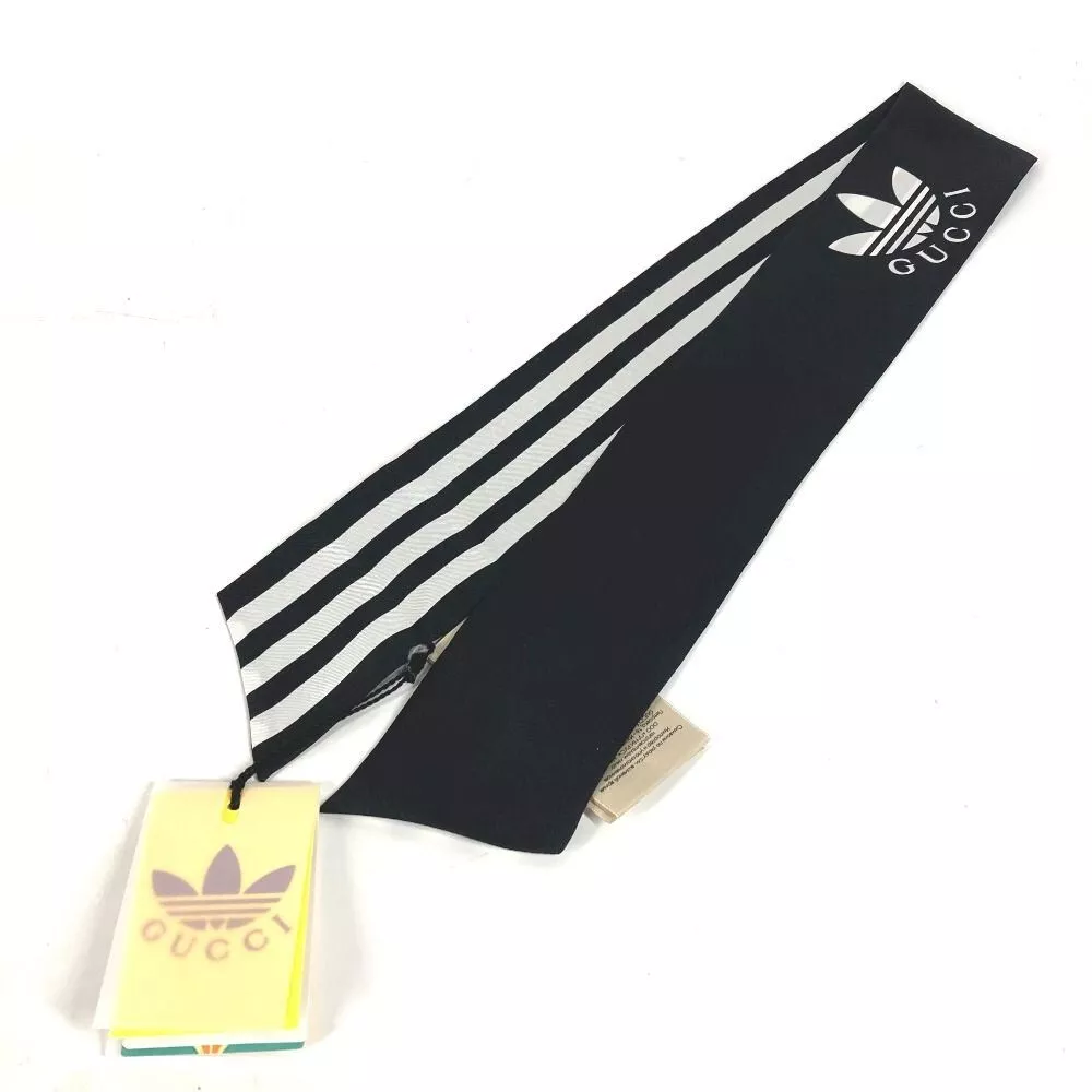 Écharpe GUCCI Adidas collaboration col nœud 3 lignes noir objet inutilisé