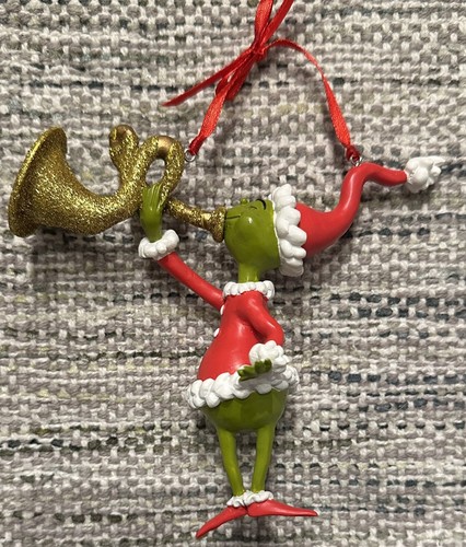 Dr. Seuss Department 56 Grinch Blowing Gold Glitter Horn Christmas Tree ...