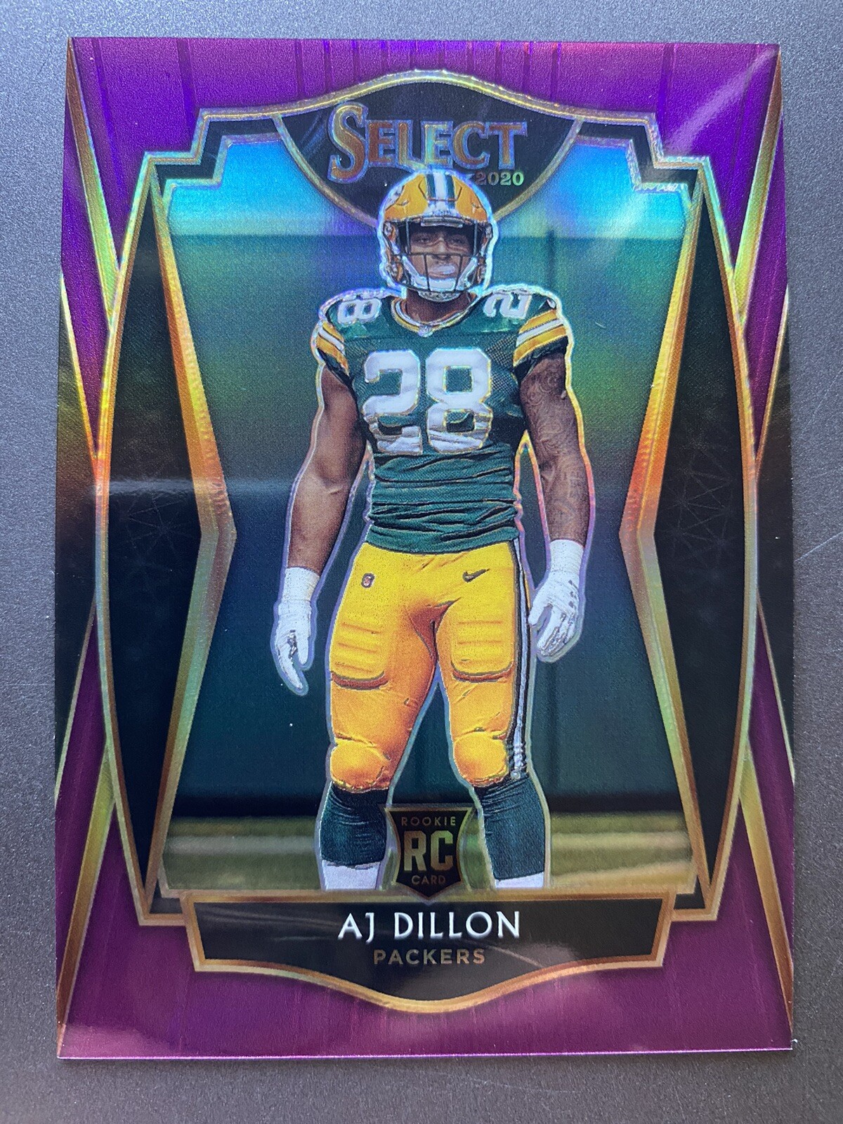 2020 Select AJ Dillon #165 Purple Prizm Rookie Card RC #55/75 Packers, Sharp!!!!