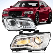 For 2011-2023 Chrysler 300 Headlights Assembly Head Lamps Chrome Housing Clear