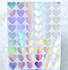 Silver Holographic Heart Stickers! - 1/4" to 3 inch - Cute & Shiny!
