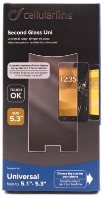 Display Schutz 5.1'' - 5.3'' Second Glas Univesal Handy Hartglas Cellularline 434