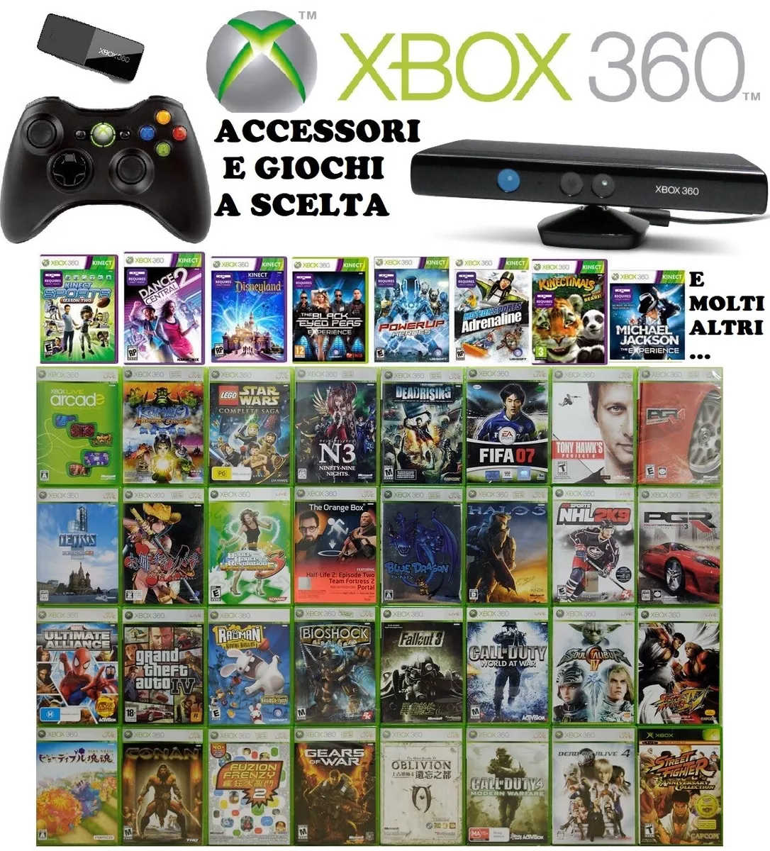 Xbox 360 Microsoft + Kinect + 2Controller + Gioco calcio +