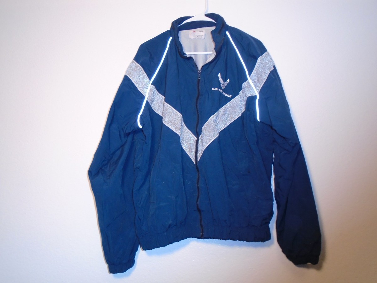 USGI US Air Force AF PTU Blue Nylon Jacket w/ Hood Size Medium  