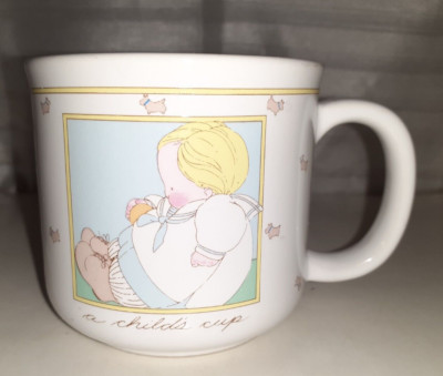 Michael & Company, A Child's Cup, Boy and Dog, 3'' Tall