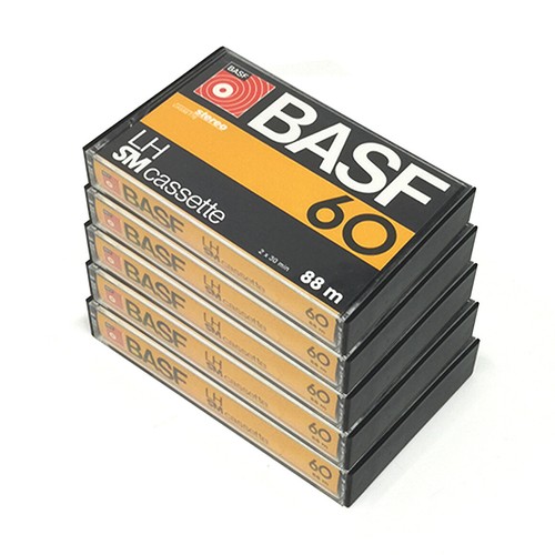 Lotto di 5 Audiocassette Vuote Basf LH 60 min Vintage
